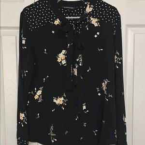 41 Hawthorn Black Long Sleeve Tie Front Blouse